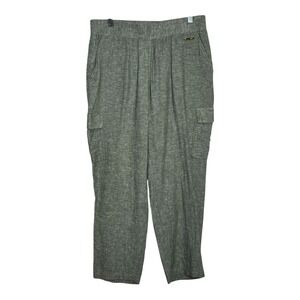 Jones New York Signature Womens Small Olive Green Linen Blend Cargo Pants JNY